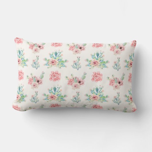 Coussin Rectangle Aquarelle Dessinez À La Main Des Cactus Exotiques (Recto)