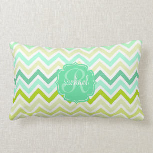 Coussin Rectangle Aquarelle en bon état de Chevron de pistache