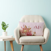 Coussin Rectangle Aquarelle Floral Pink Monogramme (Chaise)