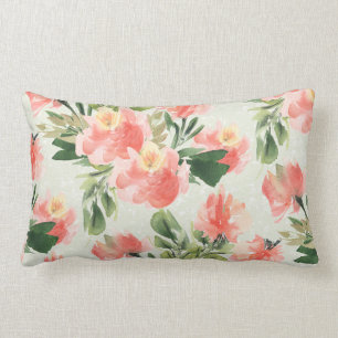 Coussin Rectangle Aquarelle florale de corail Luminaire Lissage de l
