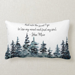 Coussin Rectangle Aquarelle Forêt de pins John Muir Nature Citation