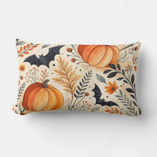 Coussin Rectangle aquarelle halloween citrouilles et chauves-souris