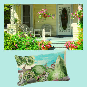 Coussin Rectangle Aquarelle Jardin