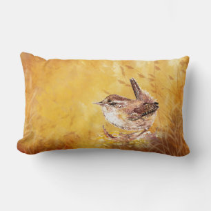 Coussin Rectangle Aquarelle mignonne Oiseau Wren