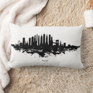 Coussin Rectangle Aquarelle New York Skyline noir et blanc