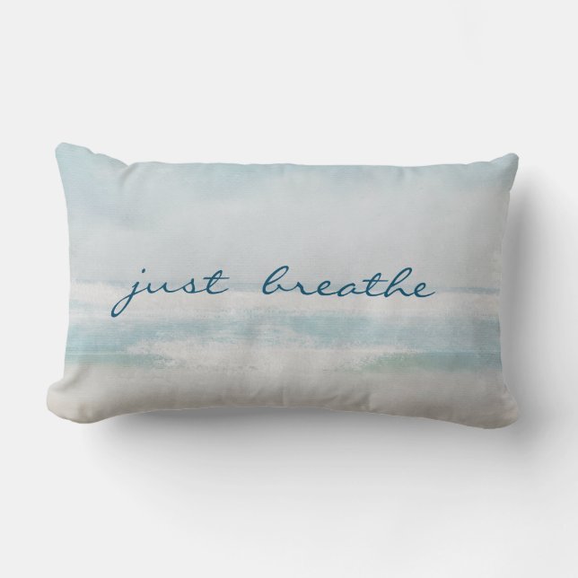 Coussin Rectangle aquarelle océanique avec Just Breathe texte (Recto)