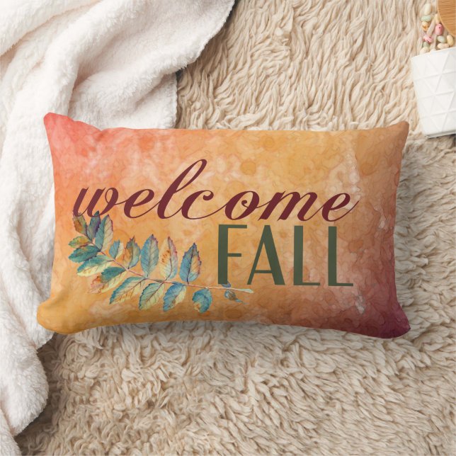 Coussin Rectangle Aquarelle Orange Floral Joli Nom de famille Automn (Couverture)