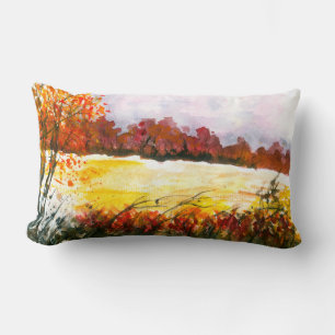 Coussin Rectangle Aquarelle Paysage Abstrait Arbres d'automne