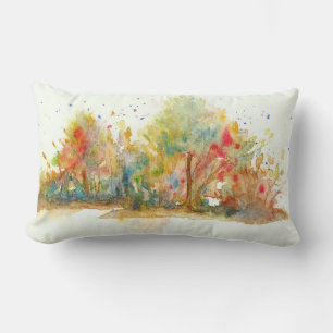 Coussin Rectangle Aquarelle Paysage Abstrait Forêt d'arbres
