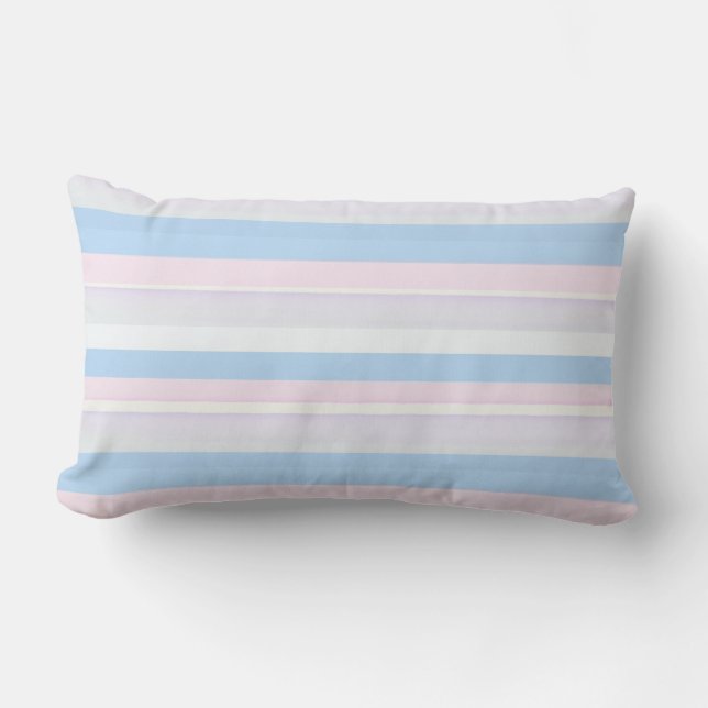 Coussin Rectangle Aquarelle rayures rose bleu blanc (Recto)