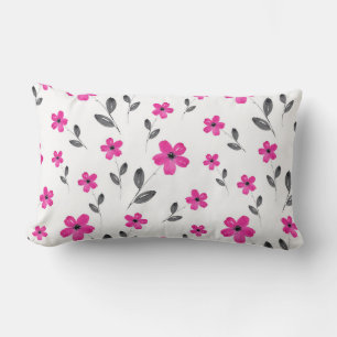 Coussin Rectangle Aquarelle rose chaude cinq Motif de fleurs pétales