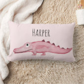 Coussin Rectangle Aquarelle rose de fille Crocodile Safari bébé (Couverture)