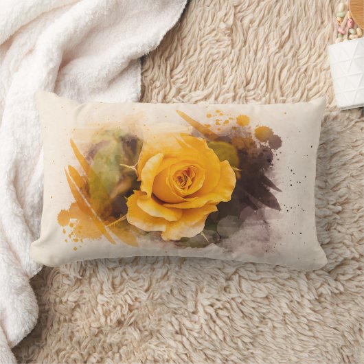 Coussin Rectangle Aquarelle rose jaune simple (Couverture)