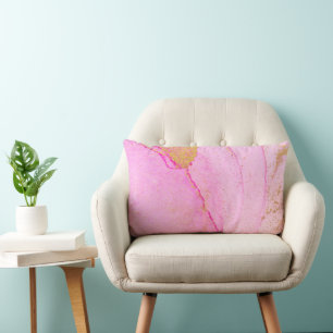 Coussin Rectangle Aquarelle rose or parties scintillant lombaire abs