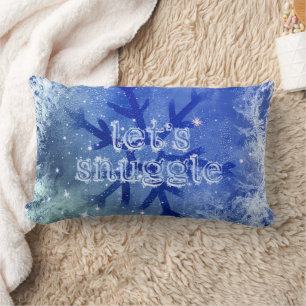Coussin Rectangle Aquarelle Snowflake bleu permet d'étouffer