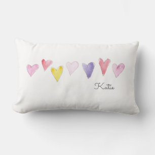 Coussin Rectangle Aquarelle Sweet Hearts NOM Aimer Enfants Amusants