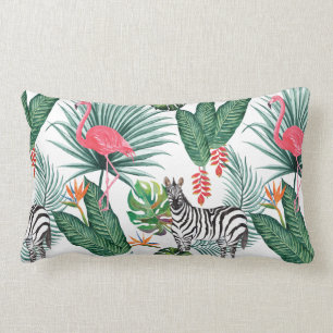 Coussin Rectangle Aquarelle tropicale de feuille de zèbre moderne d