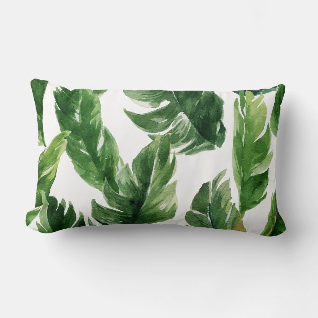 Coussin Rectangle Aquarelle verte Feuille  Motif (Recto)