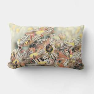 Coussin Rectangle Aquarelle vintage Peinture Jaune Orange Fleurs