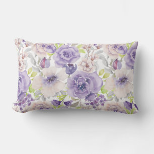 Coussin Rectangle Aquarelle violette Lilac Floral Botanique