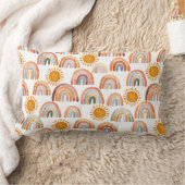 Coussin Rectangle Aquarelle Whimsical Boho Rainbow et Sun Kids   (Couverture)