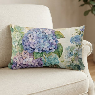 Coussin Rectangle Aquarelles d'hortensias colorés