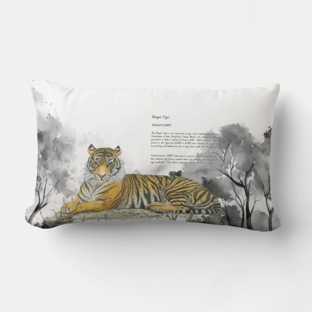 Coussin Rectangle Aquarelles majestueuses en voie de disparition du  (Recto)