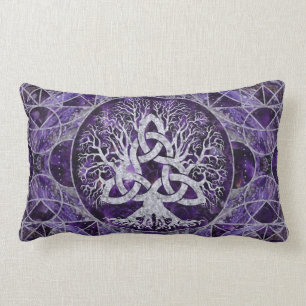Coussin Rectangle Arbre de la vie avec l'améthyste et l'argent de