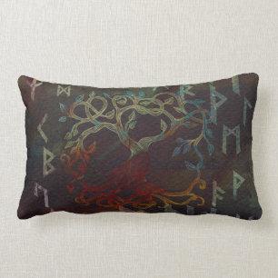 Coussin Rectangle Arbre de la vie - Yggdrasil - et runes