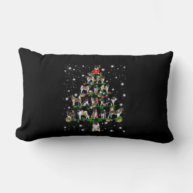Coussin Rectangle Arbre De Noël Akita Couvert De Flashli (Recto)