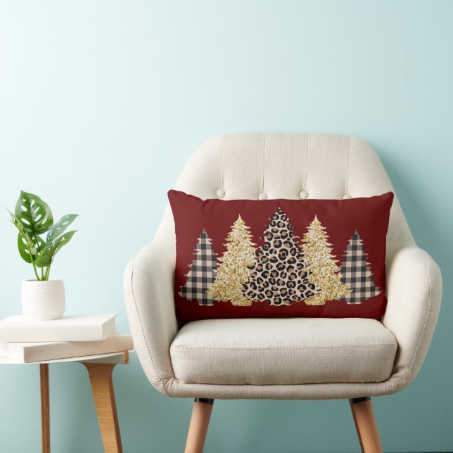 Coussin Rectangle Arbre de Noël Imprimé Guépard Plaid Buffle Paillet (Chaise)