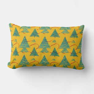 Coussin Rectangle Arbre de Noël sur jaune or chaud