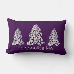 Coussin Rectangle Arbre de Noël Tourbillonnant blanc moderne sur vio