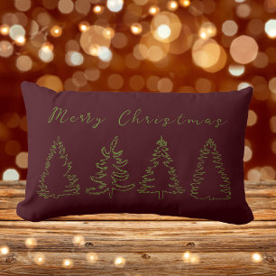Coussin Rectangle Arbre de pin vintage lombaire de Noël burgundy rus