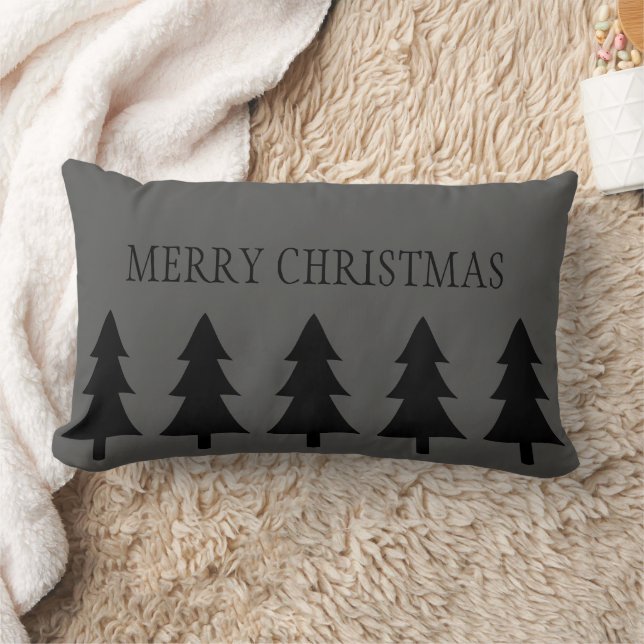 Coussin Rectangle Arbre noir style scandinave Joyeux Noël (Couverture)