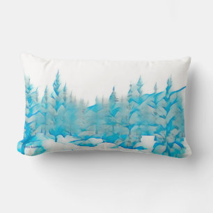 Coussin Rectangle Arbres bleus neigeux