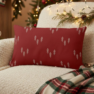 Coussin Rectangle Arbres de Noël en rouge et blanc