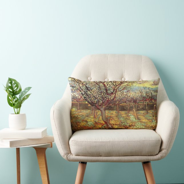 Coussin Rectangle Arbres en fleurs d'abricotier par Vincent van Gogh (Chaise)