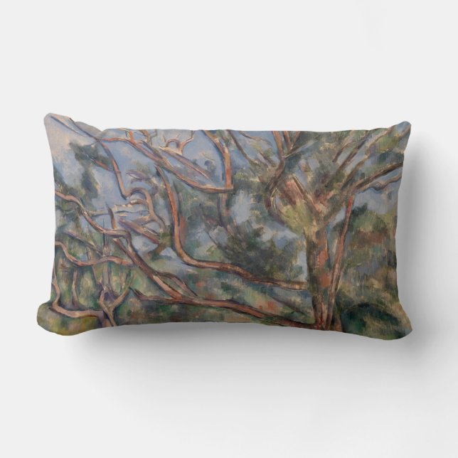 Coussin Rectangle Arbres et Route, Paysage Post-Impressionniste (Recto)