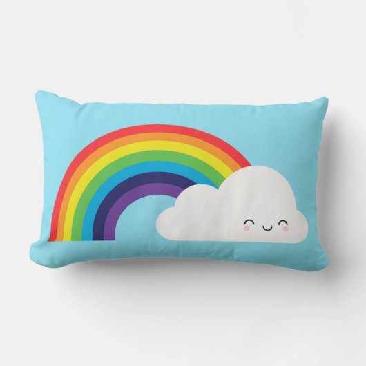 Coussin Rectangle Arc-en-ciel Kawaii (Recto)