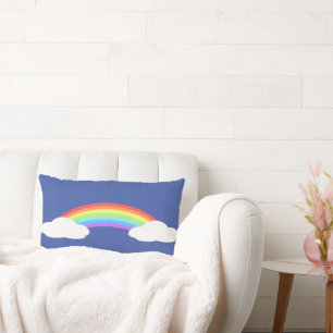 Coussin Rectangle Arc en ciel sur les nuages bleu