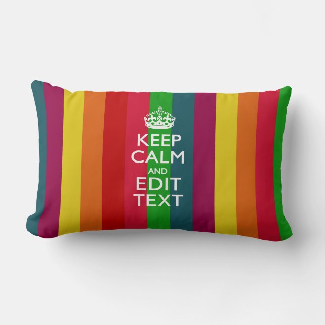 Coussin Rectangle Arc-En-Ciel Vibrant Gardez Le Calme Et Votre Perso (Recto)