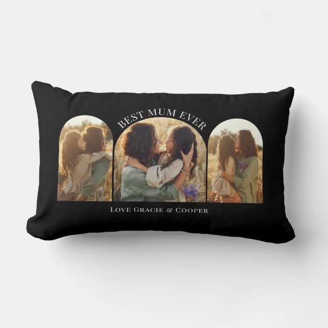 Coussin Rectangle Arche noire élégante multi photo meilleure maman (Recto)