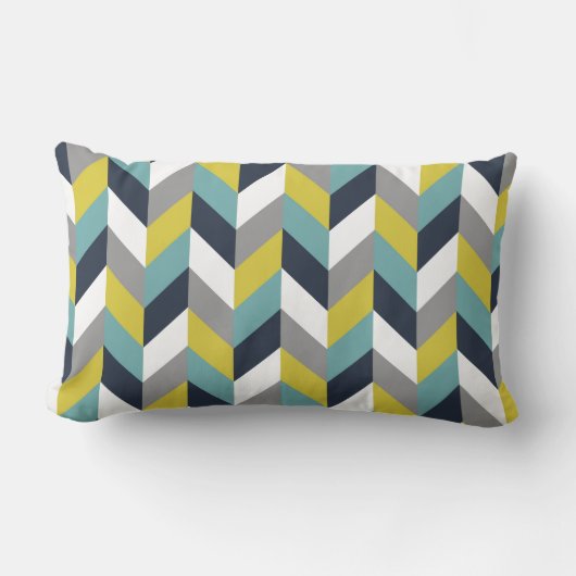 Coussin Rectangle Arête de hareng vert-bleu grise jaune Chevron de (Recto)