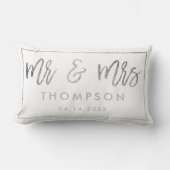 Coussin Rectangle Argent moderne blanc M. et Mme mariage keepsaké (Recto)