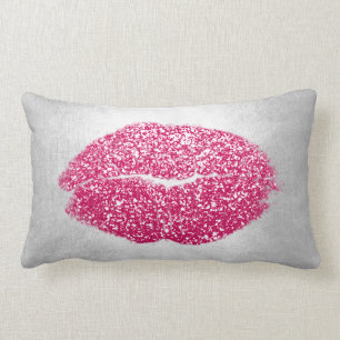 Coussin Rectangle Argent rose lumineux gris de baiser de maquillage