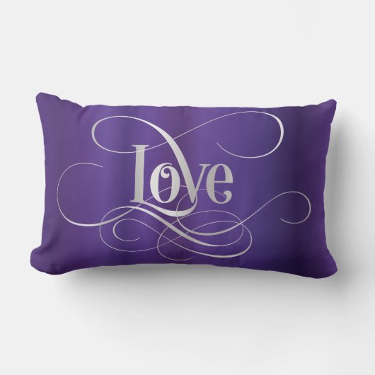 Coussin Rectangle Argent tourbillonnant d'amour de calligraphie de (Recto)