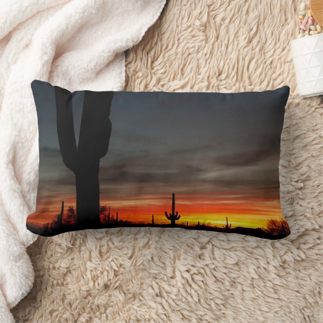 Coussin Rectangle Arizona Sonoran Desert Sunset / Saguaro Cactus (Couverture)
