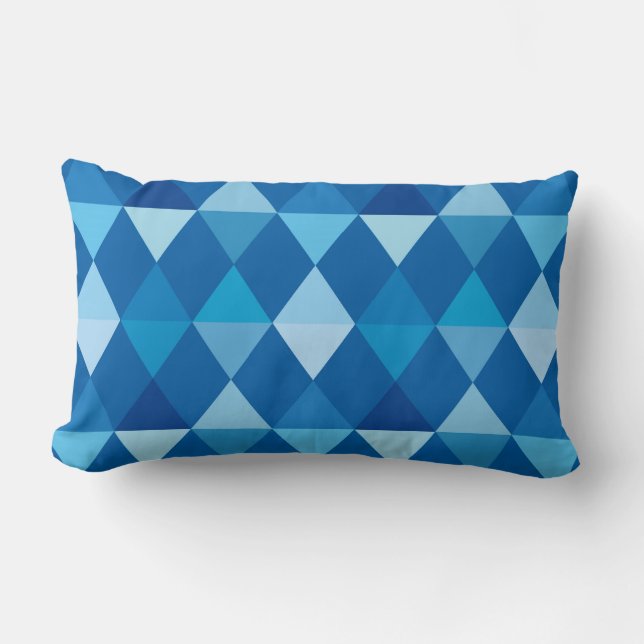 Coussin Rectangle Arlequin / motif diamant - Denim Blues (Recto)