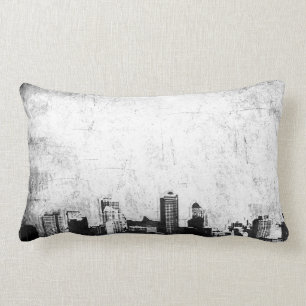 Coussin Rectangle Arrière - plan sale de ville en noir et blanc